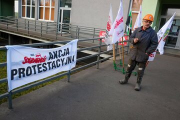 Zdj. z 17 lutego 2020 r. Akcja protestacyjna w KWK Murcki-Staszic