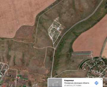 Zdjęcie satelitarne z oznaczeniem masowego grobu pod Mariupolem