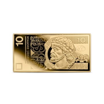 Złota moneta kolekcjonerska. Banknot z wizerunkiem Mieszka I