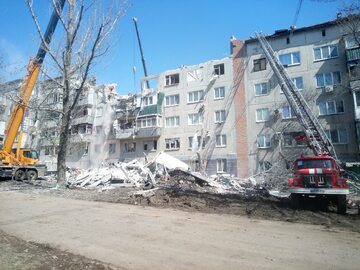 Zniszczenia po zmasowanym ataku na Słowiańsk