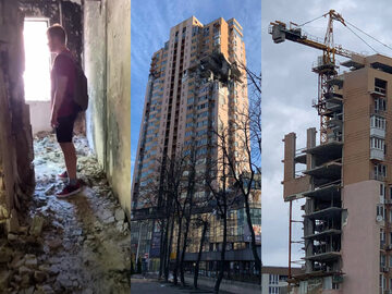Zniszczenia w Irpieniu i odbudowa budynku mieszkalnego w Kijowie