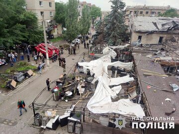 Zniszczona pizzeria w Kramatorsku