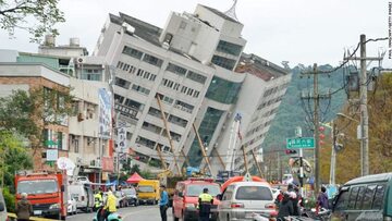 Zniszczony budynek na Tajwanie