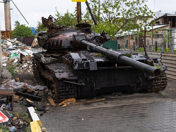 Zniszczony czołg rosyjskich okupantów