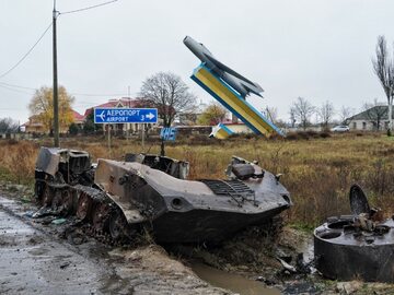 Zniszczony czołg w Czornobajiwce