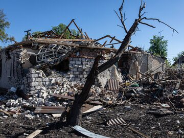 Zniszczony podczas wojny dom w obwodzie charkowskim.