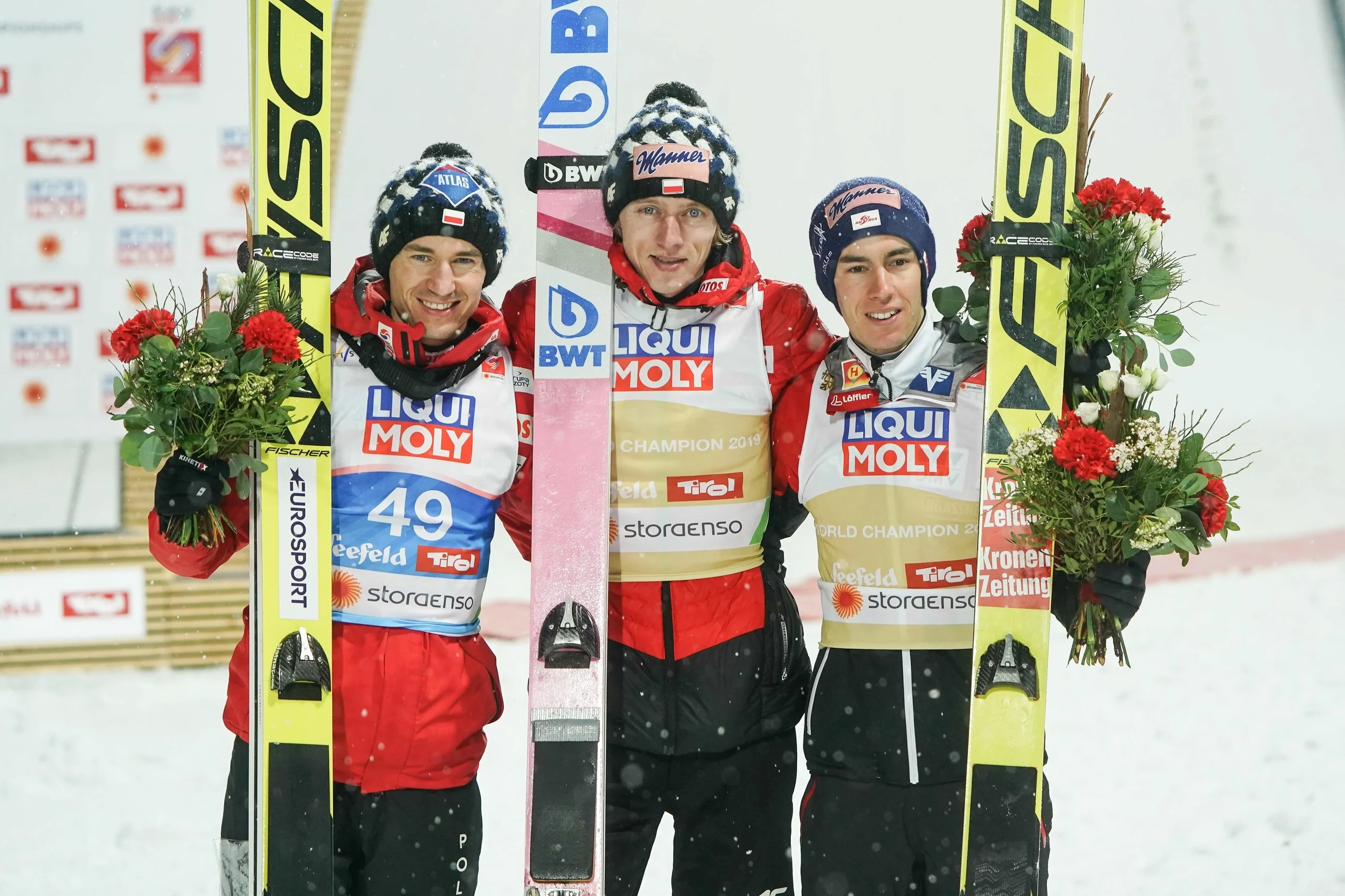 Kamil Stoch, Dawid Kubacki i Stefan Kraft