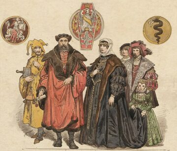 Zygmunt Stary i Bona Sforza z dworem